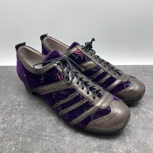 Arnold Churgin Shoes Embroidered Floral Velvet Lace Up Sz 40‎ Whimsygoth Heels